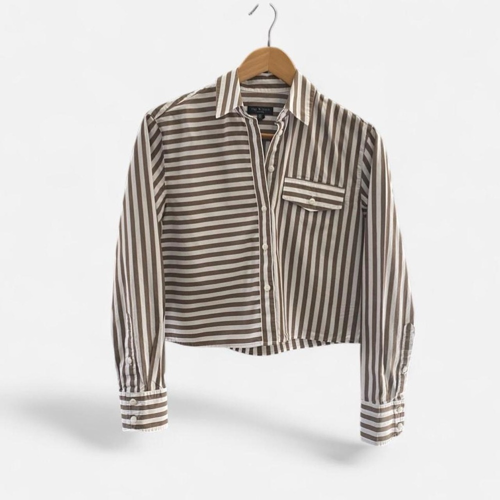 Rag & Bone Mina Stripe Crop Shirts - Picture 4 of 9